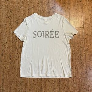 H&M Beaded, “Soirée” White T-Shirt, Size Large, ⭐️Holidays!